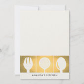 FAUX GOLD SPOON FORK COOKERY CLASS INVITE SJABLOON KAART (Achterkant)