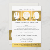 FAUX GOLD SPOON FORK COOKERY CLASS INVITE SJABLOON KAART (Voorkant / Achterkant)