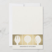 FAUX GOLD SPOON FORK COOKERY CLASS INVITE SJABLOON KAART (Achterkant)