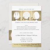 FAUX GOLD SPOON FORK COOKERY CLASS INVITE SJABLOON KAART (Voorkant / Achterkant)