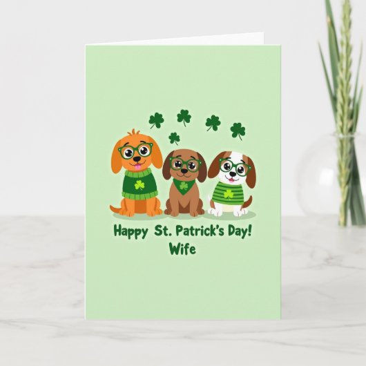 Faux Gold St Patricks Puppies Card Kaart (Voorkant)