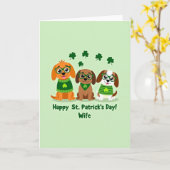 Faux Gold St Patricks Puppies Card Kaart (Gele Bloem)