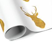 faux gold stag hert kerst verpakkingspapier cadeaupapier (Rol Hoek)