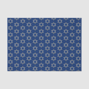 Faux Gold Star van David Hanukkah Blue Holiday Tissuepapier