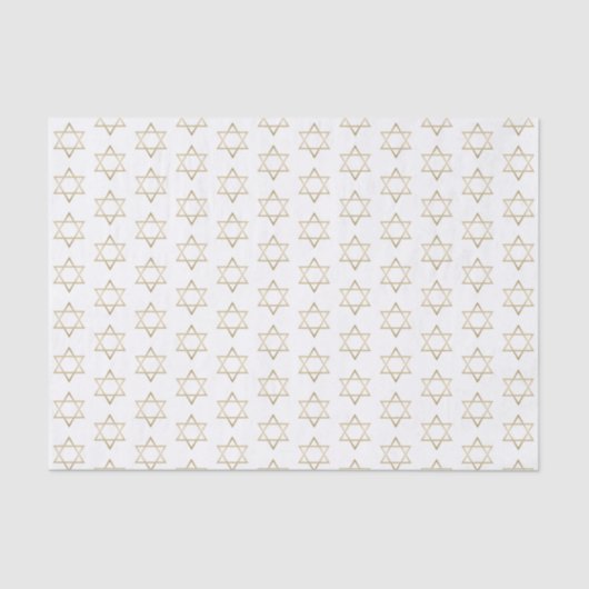 Faux Gold Star van David Hanukkah White Holiday Tissuepapier (Voorkant)