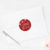 Faux Gold Star | Vroegere en heldere feestdag-Stic Ronde Sticker (Envelop)