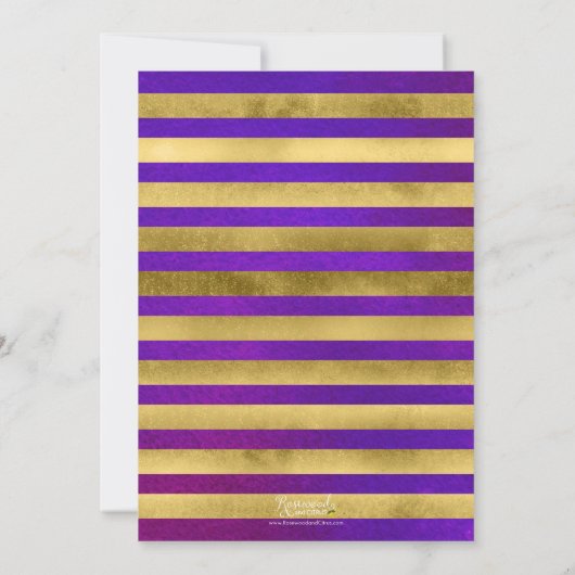 Faux Gold Starry Paarse Waterverf Vakantie Soiree Kaart (Achterkant)