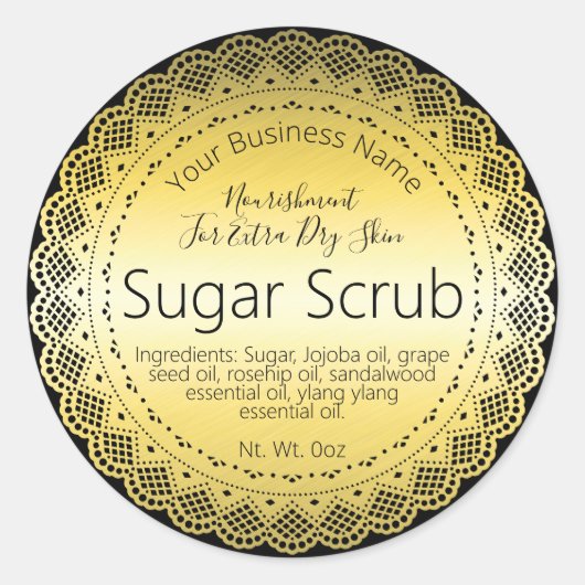 Faux Gold Sticker Label Handgemaakte Suikerscrub (Voorkant)