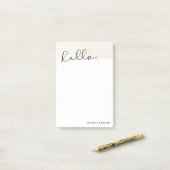 Faux Gold-Stippen met 'Hello' in zwarte kalligrafi Post-it® Notes (Op bureau)
