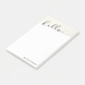 Faux Gold-Stippen met 'Hello' in zwarte kalligrafi Post-it® Notes (Schuin)