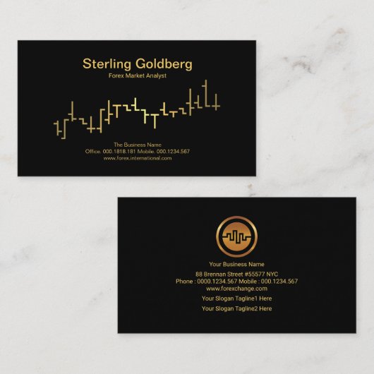 Faux Gold Stock Exchange Graph Forex Dealer Visitekaartje (Voorkant / Achterkant)