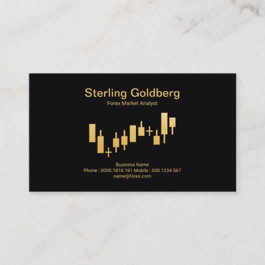 Faux Gold Stock Exchange Graph Forex Dealer Visitekaartje (Voorkant)