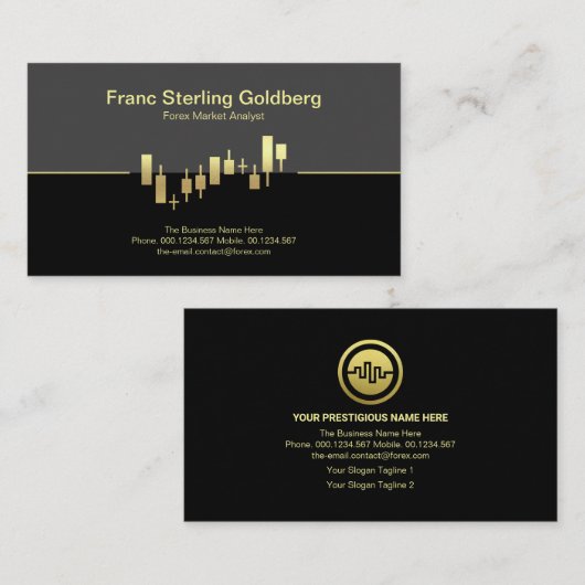 Faux Gold Stock Exchange Graph Gold Trading Visitekaartje (Voorkant / Achterkant)