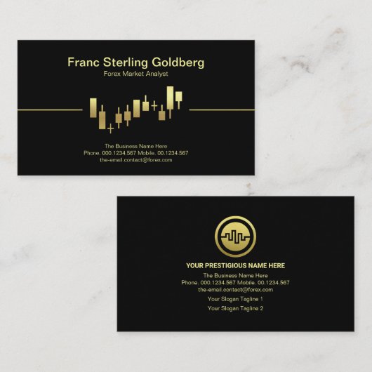Faux Gold Stock Exchange Graph Stock Broker Visitekaartje (Voorkant / Achterkant)