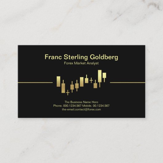 Faux Gold Stock Exchange Graph Stock Broker Visitekaartje (Voorkant)