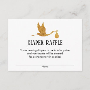Faux Gold Stork Baby shower Diaper Raffle Tickets Informatiekaartje