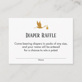 Faux Gold Stork Baby shower Luier Raffle Tickets Informatiekaartje