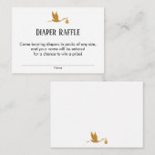 Faux Gold Stork Baby shower Luier Raffle Tickets Informatiekaartje (Voorkant / Achterkant)