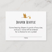 Faux Gold Stork Baby shower Luier Raffle Tickets Informatiekaartje (Voorkant)