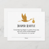 Faux Gold Stork Baby shower Luier Raffle Tickets Informatiekaartje (Voorkant / Achterkant)