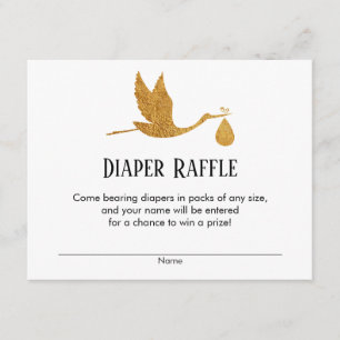Faux Gold Stork Baby shower Luier Raffle Tickets Informatiekaartje