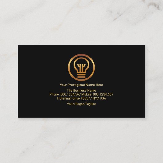 Faux Gold Stripe Electrical Power Wave Electrice Visitekaartje (Achterkant)