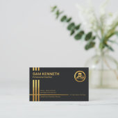 Faux Gold Stripes Dark Blue Professional Chauffeur Visitekaartje (Staand voorkant)