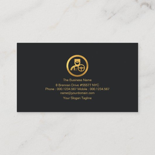 Faux Gold Stripes Dark Blue Professional Chauffeur Visitekaartje (Achterkant)