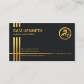 Faux Gold Stripes Dark Blue Professional Chauffeur Visitekaartje (Voorkant)