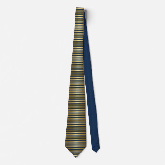 Faux Gold Stripes op Deep Navy Blue Stropdas (Voorkant)