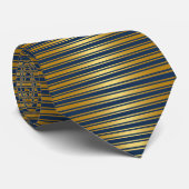 Faux Gold Stripes op Deep Navy Blue Stropdas (Opgerold)