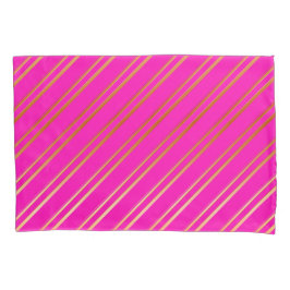 Faux Gold Stripes op roze of in uw kleur Kussensloop