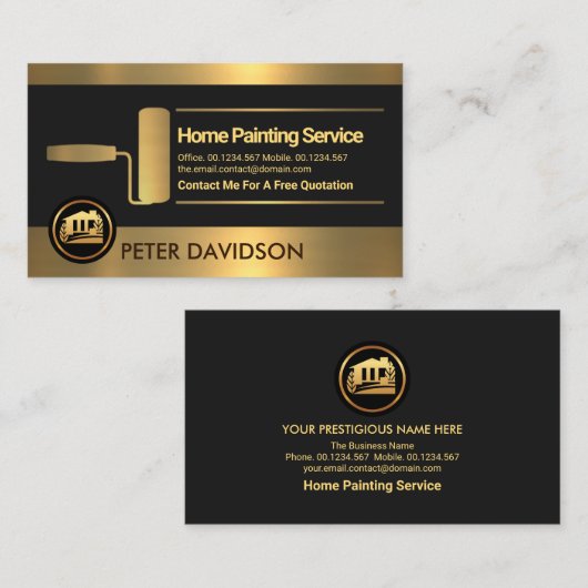 Faux Gold Stripes Roller Paint Painter Visitekaartje (Voorkant / Achterkant)