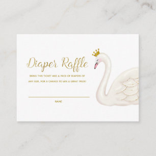 Faux Gold Swan Diaper Raffle Ticket Informatiekaartje