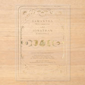 Faux Gold Tarot Hemelse Huwelijk Acryl Uitnodigingen (Voorkant)