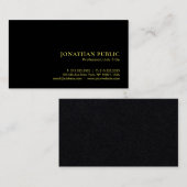 Faux Gold Text Elegant Luxury Premium Zwart Visitekaartje (Voorkant / Achterkant)