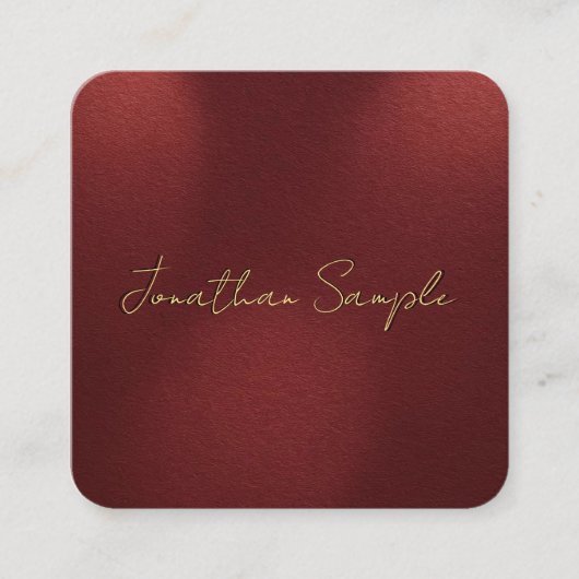 Faux Gold Text Elegant Monogram Afgeronde hoek Vierkante Visitekaartje (Voorkant)