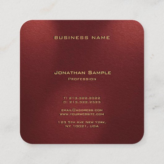 Faux Gold Text Elegant Monogram Afgeronde hoek Vierkante Visitekaartje (Achterkant)