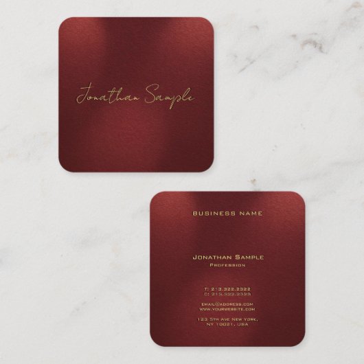 Faux Gold Text Elegant Monogram Afgeronde hoek Vierkante Visitekaartje (Voorkant / Achterkant)