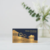Faux Gold Texture Home Landscape Real Estate Agent Visitekaartje (Staand voorkant)