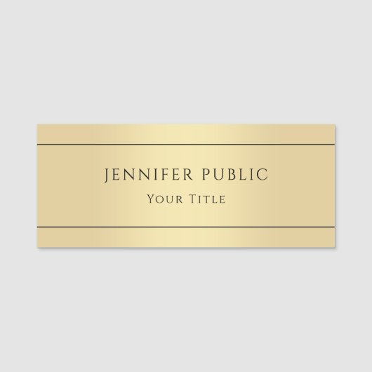 Faux Gold Trendy Elegant Glamoureuze Sjabloon Naamplaatje (Voorkant)