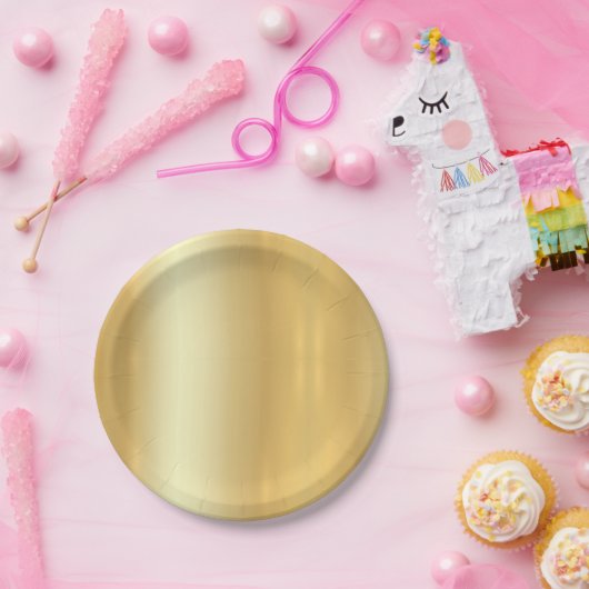 Faux Gold Trendy Elegant Simple Design Sjabloon Papieren Bordje (Feest)