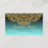 Faux Gold Trendy Mandala Motif over Blauwgroen bla Visitekaartje (Achterkant)