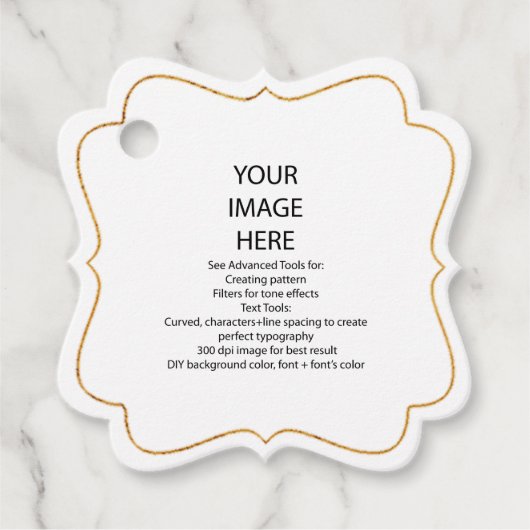 Faux Gold Trim, DIY Aangepaste Fancy Vierkante Gif Bedankjes Labels (Voorkant)