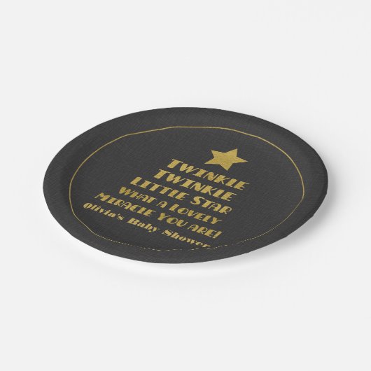 Faux Gold Twinkle Little Star-Baby shower Papieren Bordje (Gekanteld)