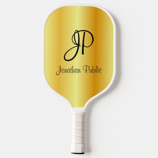 Faux Gold Two Sides Monogram Elegant Sjabloon Pick Pickleball Paddle (Achterkant)
