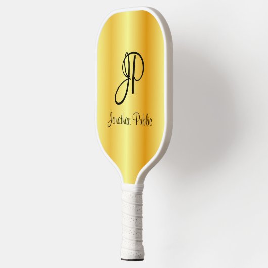 Faux Gold Two Sides Monogram Elegant Sjabloon Pick Pickleball Paddle (Links)