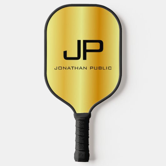 Faux Gold Two Sides Monogram Elegant Sjabloon Pickleball Paddle (Achterkant)