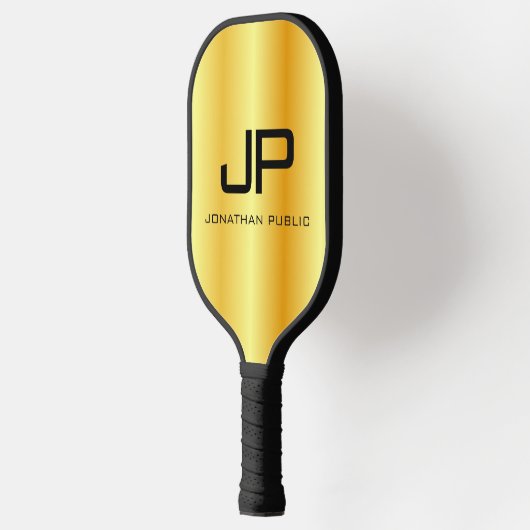 Faux Gold Two Sides Monogram Elegant Sjabloon Pickleball Paddle (Links)
