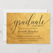 Faux Gold typografie Afstuderen Invitation Kaart (Voorkant)